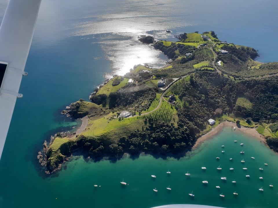A bird's eye view of Waiheke Island, New Zealand.