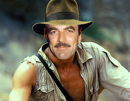 <b>Tom Selleck as Indiana Jones in 'Raiders of the Lost Ark' (1981)</b> Thank goodness Kurt Russell didn't steal Harrison's part as Han Solo in 'Star Wars' because it was this performance that impressed Indiana Jones producers enough to offer him the lead part. But not before they had originally offered the role to none other than 80s TV star and moustache fan Tom Selleck. Sadly for Selleck he was committed to his TV show 'Magnum P.I.' and couldn't take them time out to shoot 'Raiders' which is when Steven Spielberg thought of Harrison Ford. Unluckily for Selleck, 'Raiders of the Lost Ark' would go on to be nominated for 9 Academy Awards and become one of the highest grossing films of the 80s. Harrison Ford would become a bona fide movie legend, and poor Tom Selleck would languish in TV land.