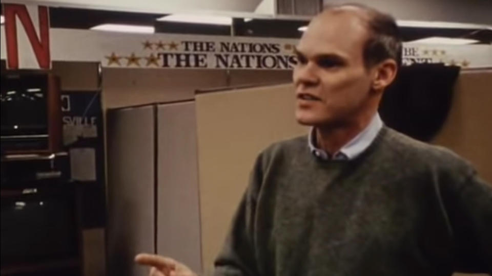 James Carville speaking in an office in The War Room