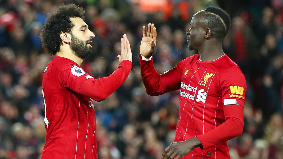 Pictured here Liverpool stars Mohamed Salah and Sadio Mane.