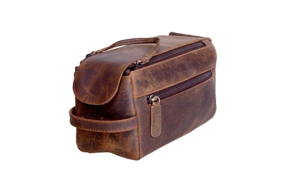 KomalC Genuine Buffalo Leather Dopp Kit