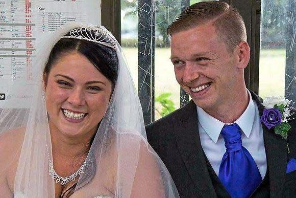 “Loving husband”: Terrence and Katie Baker on their wedding day last year