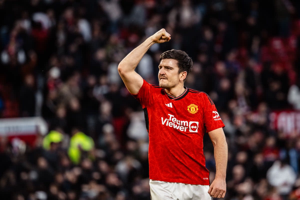 Harry Maguire celebrates Manchester United’s thrilling win over Liverpool (Getty Images)