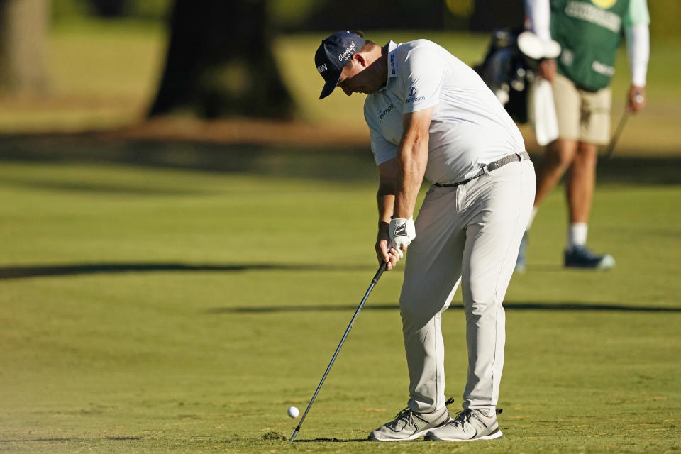 Sepp Straka, of Austria, hits from the 18th fairway during the second round of the Sanderson Farms Championship golf tournament in Jackson, Miss., Friday, Sept. 30, 2022. (AP Photo/Rogelio V. Solis)