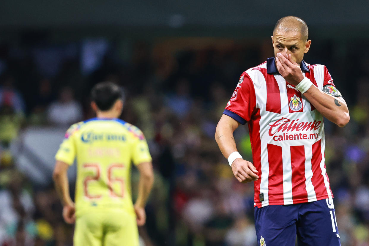 Chicharito Hernández el sábado en el partido contra América. (Manuel Velásquez/Getty Images)