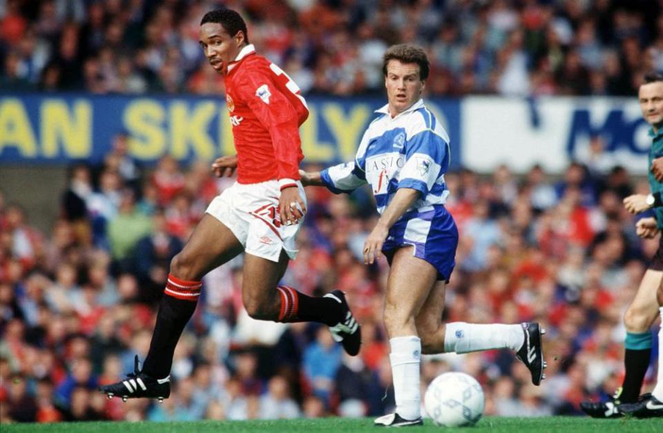 Paul Ince in action for Manchester United against Queens Park Rangers during the 1992-93 season.