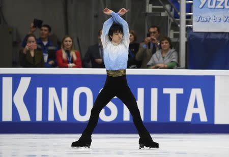 Figure Skating - ISU Grand Prix Rostelecom Cup 2017 - Men's Short Program - Moscow, Russia - October 20, 2017 - Yuzuru Hanyu of Japan competes. REUTERS/Alexander Fedorov