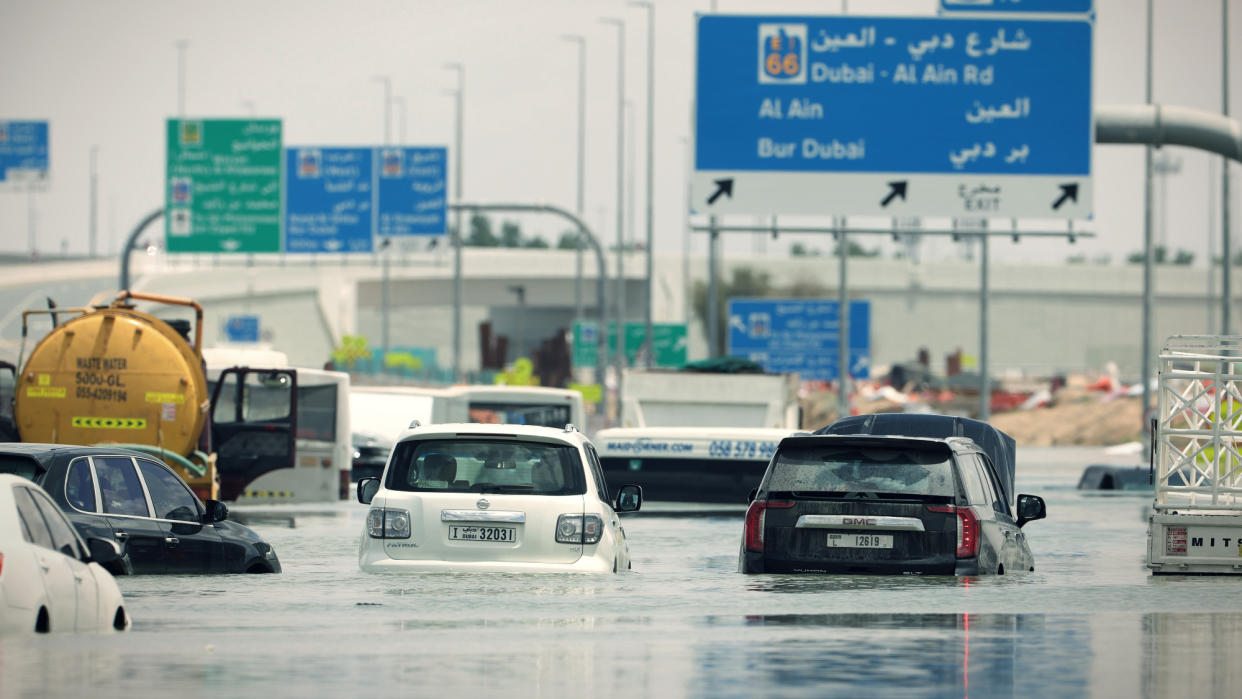  Flooding in the United Arab Emirates. 