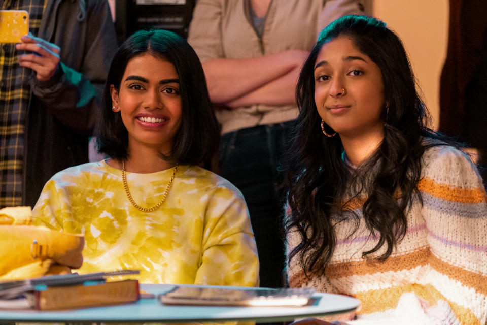 NEVER HAVE I EVER (L to R) MEGAN SURI as ANEESA and MAITREYI RAMAKRISHNAN as DEVI VISHWAKUMAR in episode 204 of NEVER HAVE I EVER Cr. ISABELLA B. VOSMIKOVA/NETFLIX © 2021 - Credit: ISABELLA B. VOSMIKOVA/NETFLIX