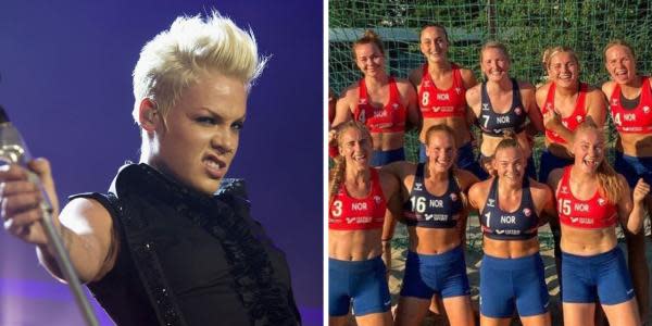 Pink ofrece pagar multa de selección noruega femenil de balonmano por no usar bikinis 