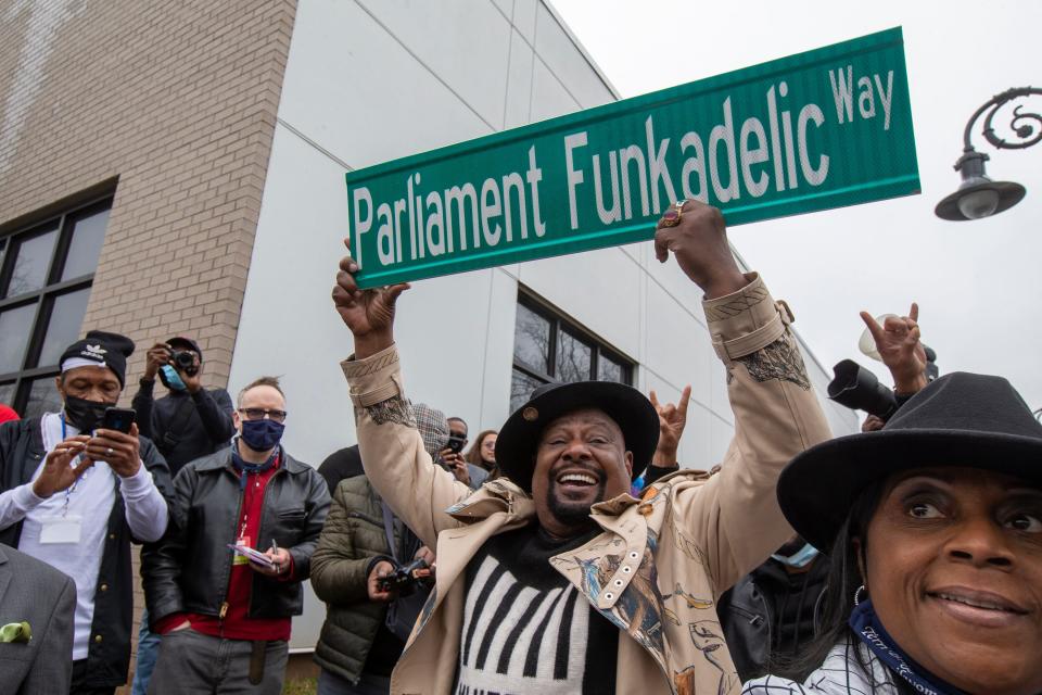 George Clinton, founder of Parliament Funkadelic, celebrates March 17 at Second Street Youth Center in Plainfield, where a section of Plainfield Avenue has been named Parliament Funkadelic Way.