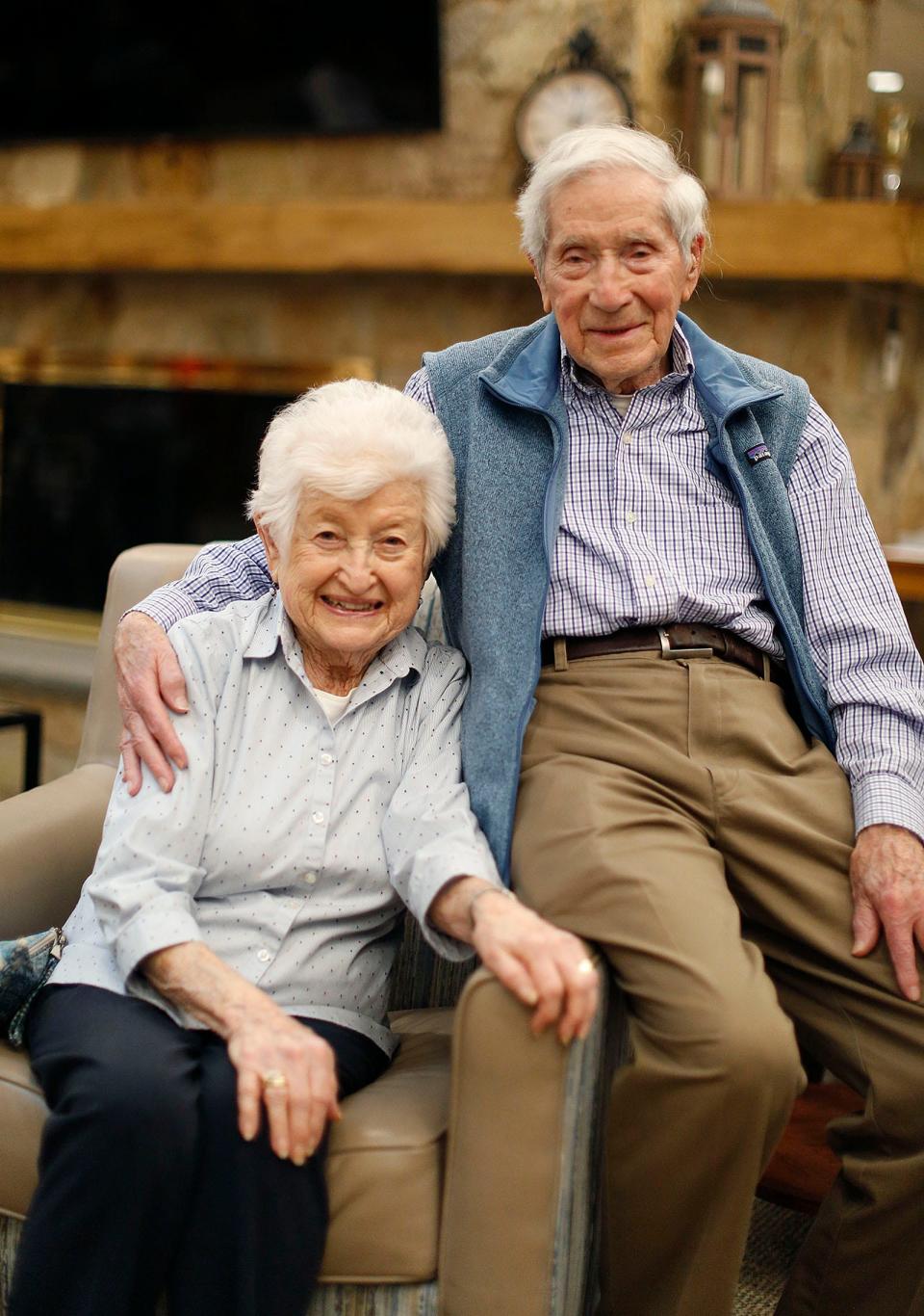 Arlene and Arthur Constant, formerly of Quincy, now live at Linden Ponds in Hingham and have been married for 70 years. They spend time each day walking inside or out. Tuesday, Oct. 26, 2021.