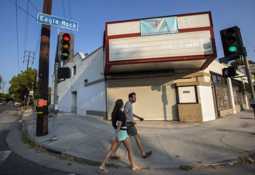 EAGLE ROCK, CA - JULY 15, 2021: Vidiots, the long-time L.A. video store, is reopening at this new location in Eagle Rock with a 250 seat movie theater that is being restored to its original purpose as an independent theater with state of the art sound and projection, and offer aa full program of repertory titles, Indies, hard to find titles, classics and community driven programs. (Mel Melcon / Los Angeles Times)