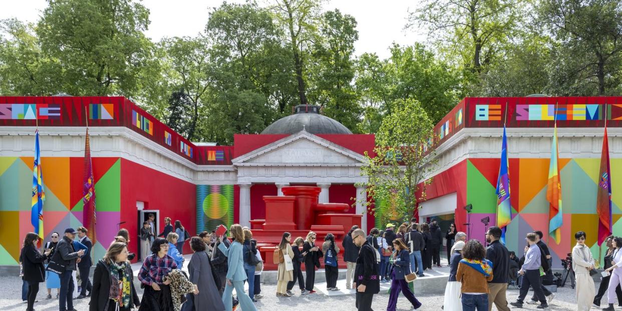 venice, italy april 19 a view of the us pavillon at giardini during the 60th biennale art 2024 on april 19, 2024 in venice, italy photo by luc castelgetty images