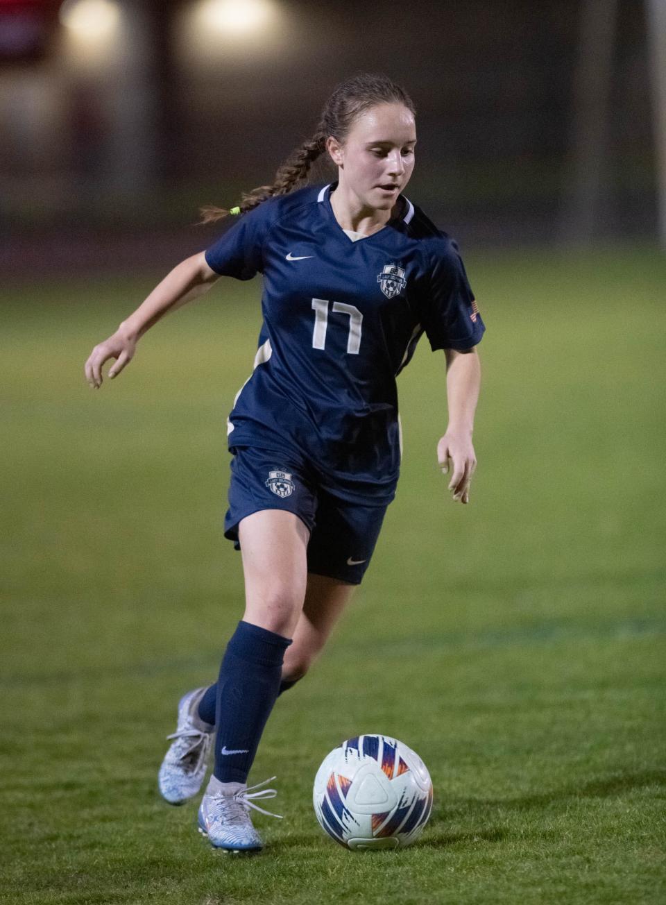 Gulf Breeze's Emma Fulford scored Saturday against Bartram Trail, ending the Bears' unbeaten girls soccer streak at 27 games.