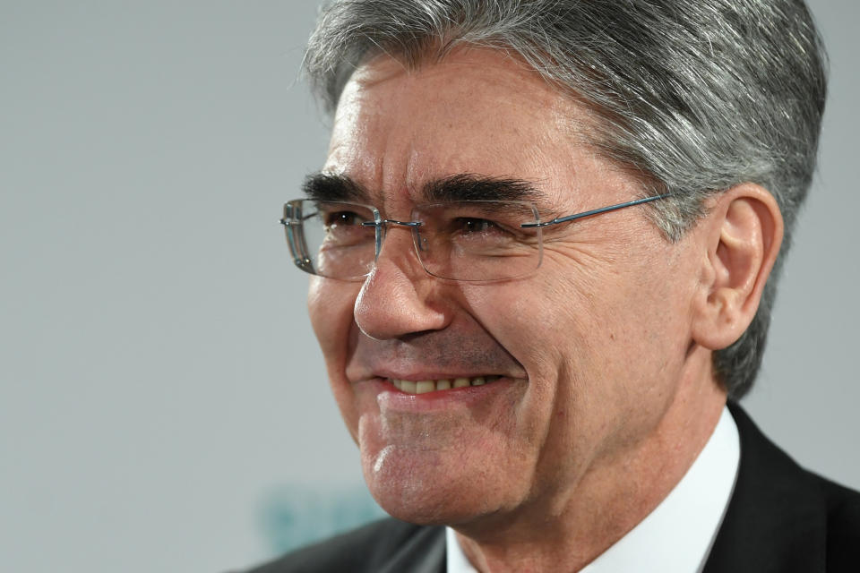 MUNICH, GERMANY - FEBRUARY 05: Joe Kaeser, head of German engineering conglomerate Siemens AG, speaks to the media shortly before the companys annual general shareholders meeting on February 5, 2020 in Munich, Germany. The meeting is taking place amidst protests outside. Demonstrators are calling on Siemens to withdraw from its planned participation in the Carmichael coal mine project in Australia. (Photo by Getty Images)