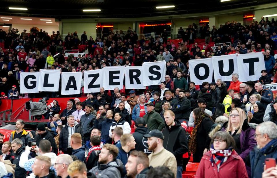 Manchester United fans protest against the Glazer family in April.