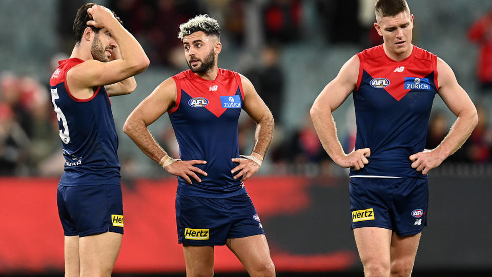 Melbourne have lost two games in a row after winning their first 10 of the 2022 AFL season. (Photo by Quinn Rooney/Getty Images)