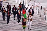 <p>Afghanistan's flag bearers wore intricate, gorgeous outfits to represent their country. </p>