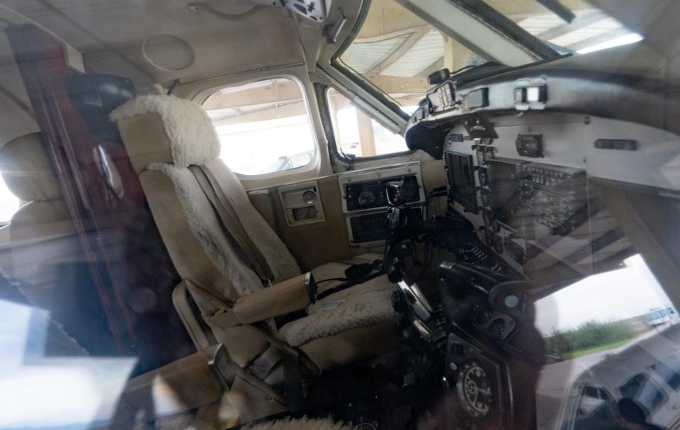 A view of cockpit inside the plane that carried alleged drug kingpin Ismael "El Mayo" Zambada to the U.S. on Thursday, July 25, 2024.