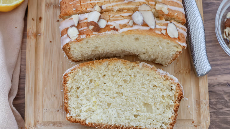 lemon bread on wooden board