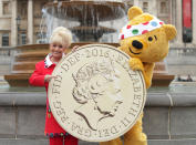 Dame Barbara Windsor with mascot Pudsey at the BBC Children in Need photocall at Trafalgar Square in central London.