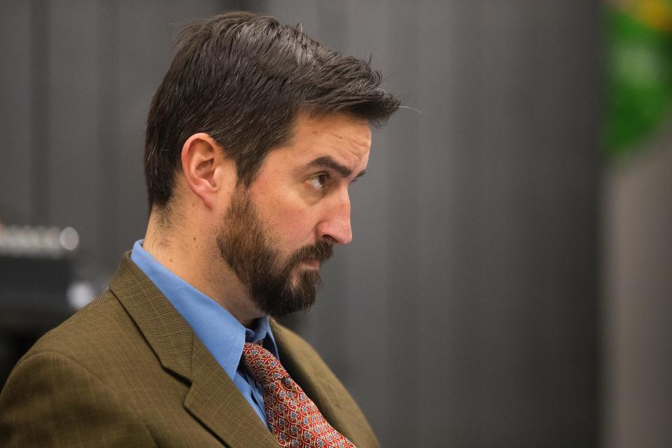 Odyssey Charter School board president Josiah Wolcott resigned from his position on the board during a special meeting of the Odyssey Charter School board Sunday night at the lower school. 
