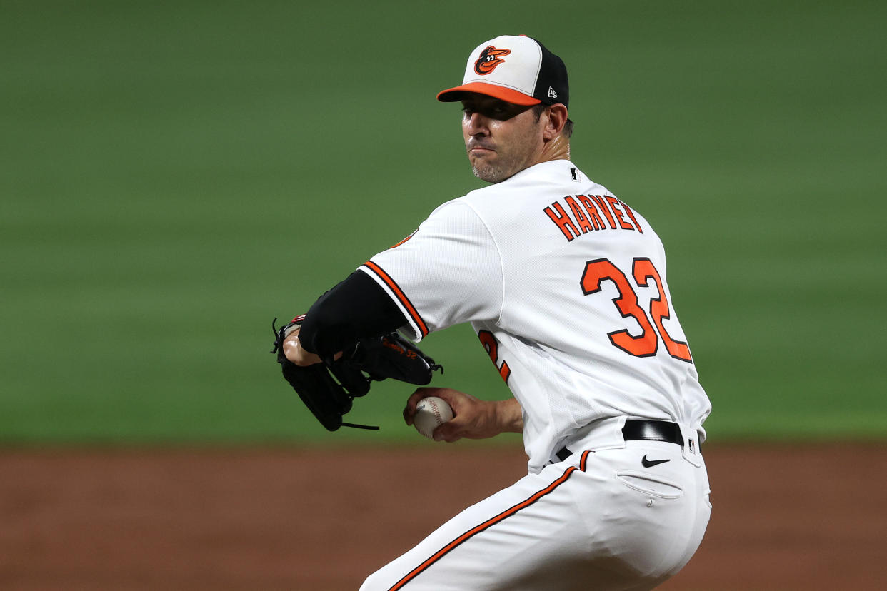 Starting pitcher Matt Harvey of the Baltimore Orioles