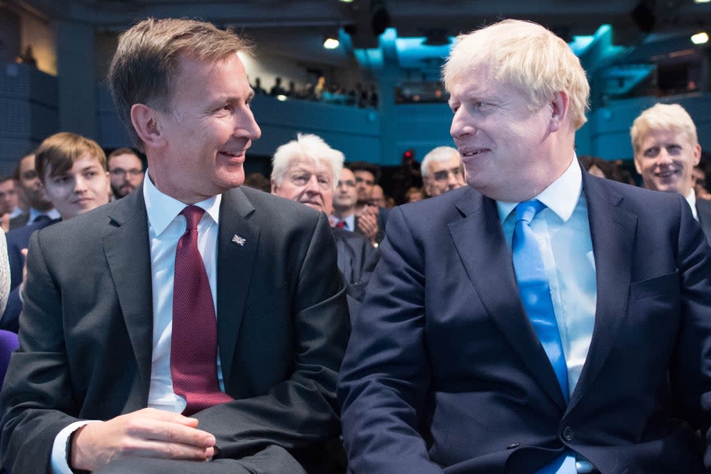 Jeremy Hunt and Boris Johnson during the 2019 Conservative Party leadership race (Stefan Rousseau/PA) (PA Archive)