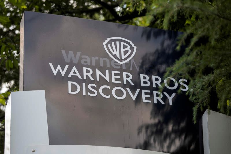 FILE PHOTO: The exterior of the Warner Bros Discovery Atlanta campus is pictured in Atlanta