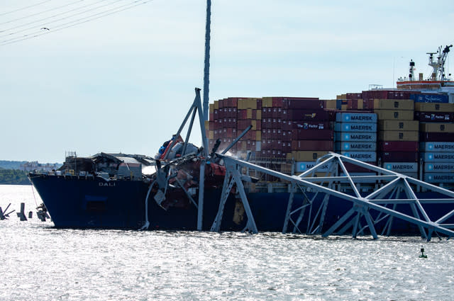 Images capture moment Baltimore bridge is blown apart in controlled explosion