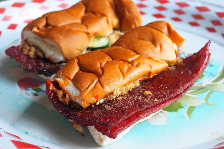 If you are feeling indulgent, add another slice of 'bak kwa' to your morning meal.