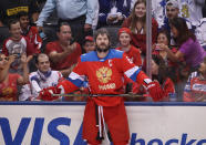 <p>Alex Ovechkin #8 of Team Russia warms up before their game against Team Finland during the World Cup of Hockey tournament at the Air Canada Centre on September 22, 2016 in Toronto, Canada. (Photo by Tom Szczerbowski/Getty Images) </p>