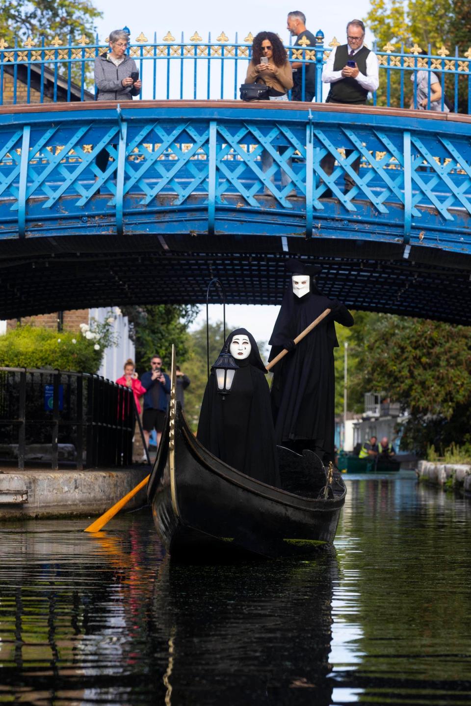 The fearsome figures weren’t supernatural at all, but there to celebrate the launch of the new 20th Century Studios film, A Haunting in Venice (PA)