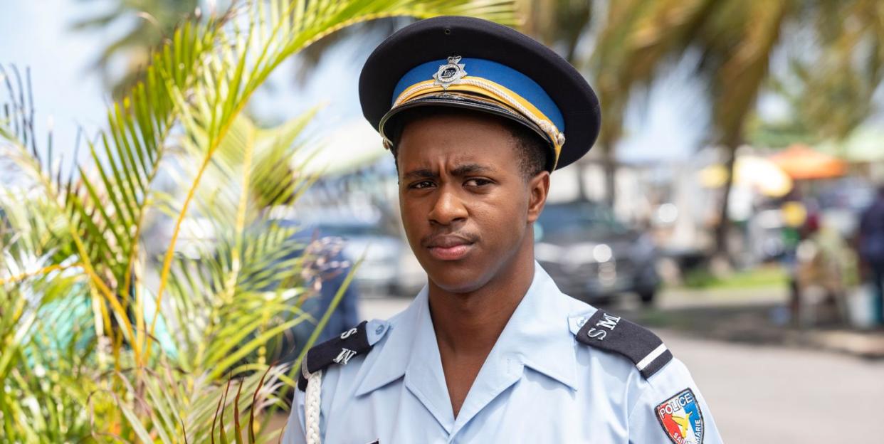 tahj miles as marlon pryce, death in paradise