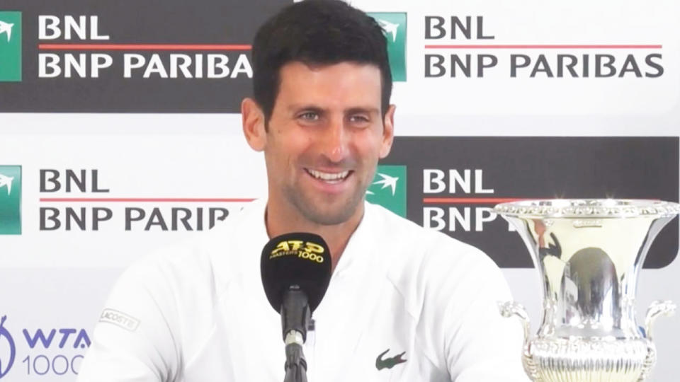 Seen here, Novak Djokovic speaks to reporters at the French Open.