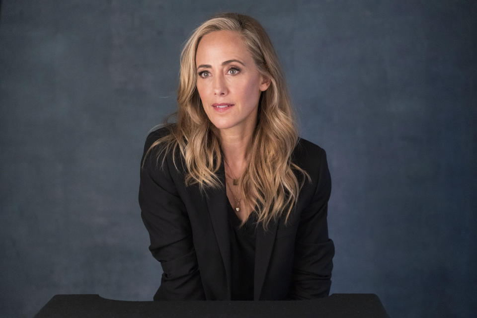 Kim Raver poses for a portrait on Tuesday, March 21, 2023, in Los Angeles to promote her series "Grey's Anatomy." Raver, who portrays surgeon Teddy Altman, has directed “Training Day,” an episode that focuses on reproductive rights. It airs on Thursday. (AP Photo/Richard Vogel)