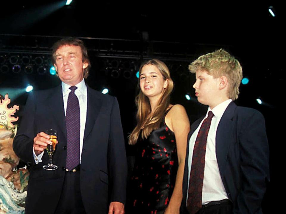 Donald Trump, Marla Trump And Kids Tiffany, Ivanka, Eric Trump At Donald Trump's 50Th B'day Party Celebration At The Taj Mahal Hotel. 1996