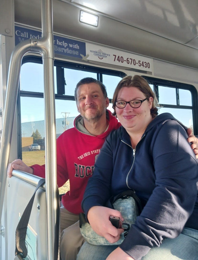 Carl and Amy Gruber, of Newark, were one of the first riders on the newly-opened Granville deviated fixed route on March 4. The couple wanted to get familiar with the route so they could spend more time visiting Granville.