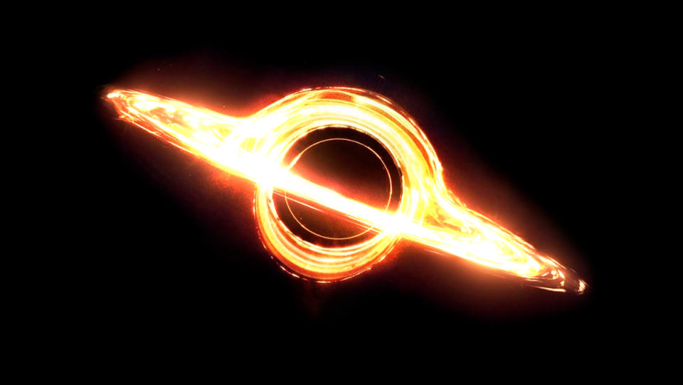 A visualization of an accretion disk around a supermassive black hole.