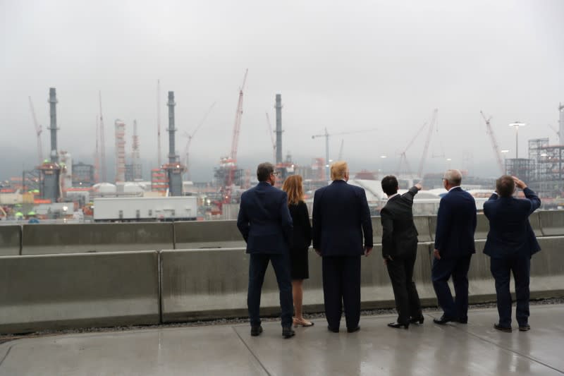 U.S. President Trump tours the Shell Pennsylvania Petrochemicals Complex in Monaco, Pennsylvania