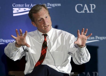 Investor, philanthropist and environmentalist Tom Steyer speaks at the Center for American Progress' 2014 Making Progress Policy Conference in Washington, in this November 19, 2014 file photo. REUTERS/Gary Cameron/Files