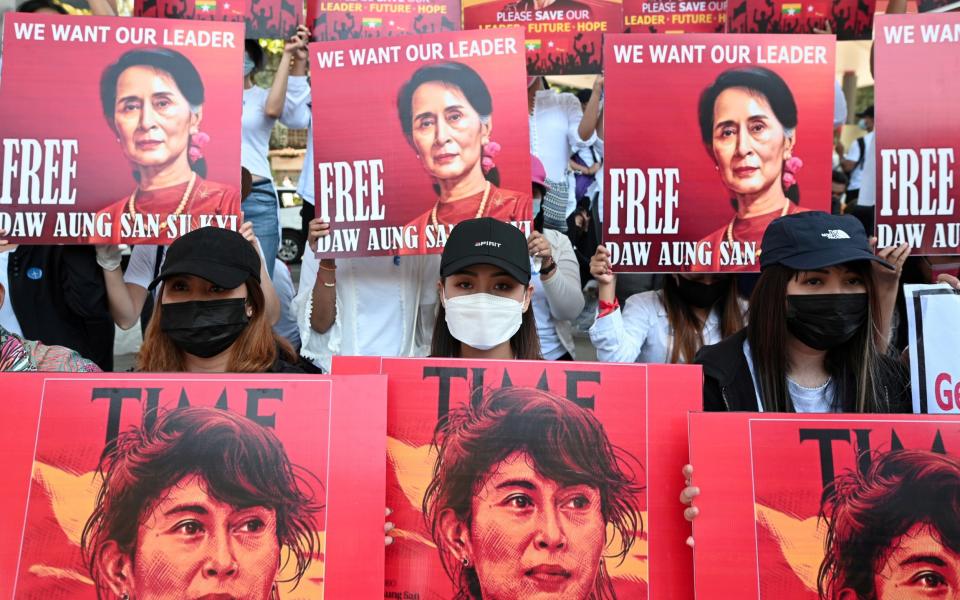 Protesters have called for the release of Aung San Suu Kyi - Reuters