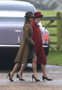 <p>Pippa went detective style, donning a brown coat and matching hat for a wintertime church service. <i>[Photo: Getty]</i> </p>