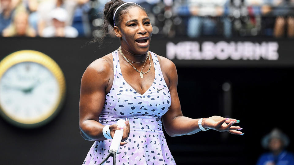 Seen here, Serena Williams opened her Australian Open campaign in a new lavender dress.