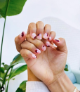 <p>Short nails need love too! The clear base with small details can fit on the smallest of nails. </p><p><em>Design by <a href="https://www.instagram.com/p/B7mXHfGJ78X/" rel="nofollow noopener" target="_blank" data-ylk="slk:@chillhouse;elm:context_link;itc:0;sec:content-canvas" class="link ">@chillhouse</a></em></p>