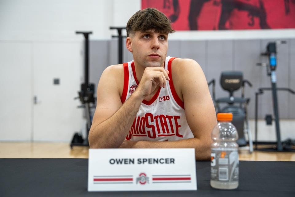 Sep 25, 2023; Columbus, OH, USA; Owen Spencer talks about their upcoming season at the Schottensteim Center.