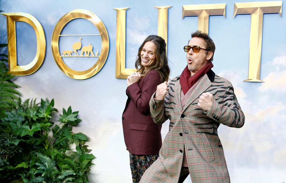 Cast members Robert Downey Jr. and his wife and producer Susan Downey pose at a special screening of "Dolittle" in London, Britain, January 25, 2020. REUTERS/Henry Nicholls