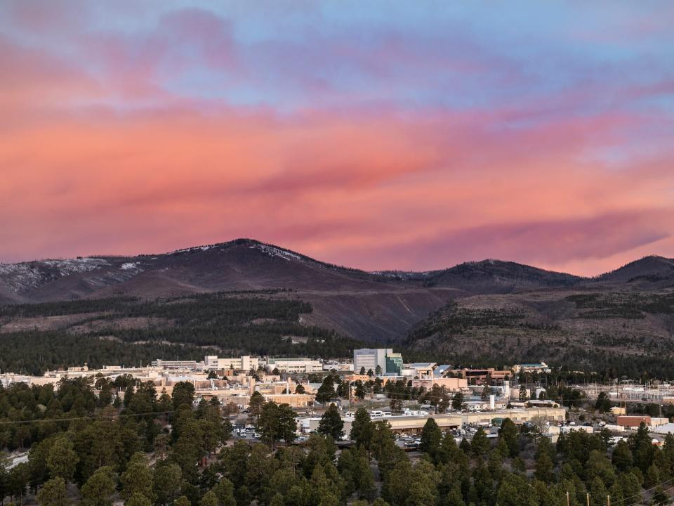 The Los Alamos National Laboratory main campus during sunset in 1998