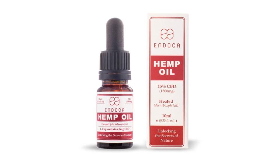 This is <strong><a href="https://fave.co/2TfUQjI" target="_blank" rel="noopener noreferrer">a high concentration CBD oil made from organic hemp</a></strong>. One drop equals 5 milligrams of CBD, so it's easy to dose. In addition to taking them under the tongue like a tincture, these CBD oil drops can be used as an antioxidant and skin moisturizer for targeted use. <strong><a href="https://fave.co/2TfUQjI" target="_blank" rel="noopener noreferrer">Get them at Endoca for $129</a></strong>.&nbsp;